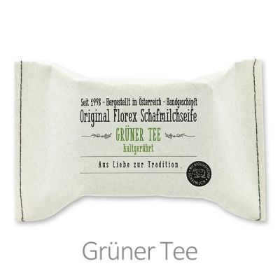 Cold-stirred sheep milk soap 150g packed in a stitched paper bag, Green tea 