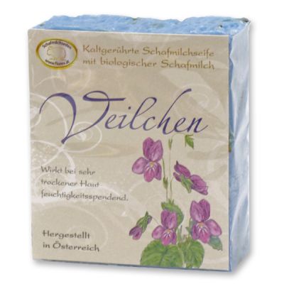 Cold-stirred sheep milk soap 150g with classic labelling, Violet 
