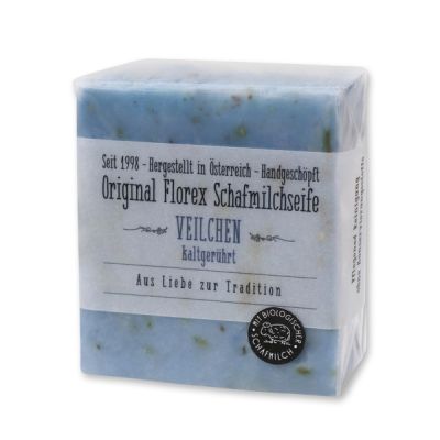Cold-stirred sheep milk soap 150g in cello wrapped with transparent paper, Violet 