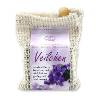 Cold-stirred sheep milk soap 150g modern packed in a soap holder, Violet 