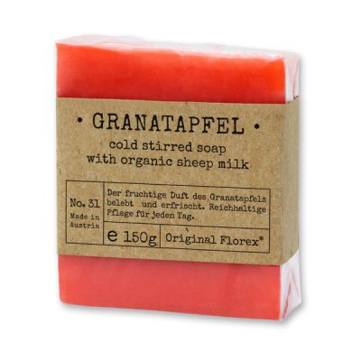 Cold-stirred sheep milk soap 150g packed in cello "Pure Soaps", Pomegranate 