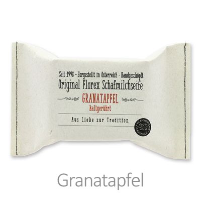 Cold-stirred sheep milk soap 150g packed in a stitched paper bag, Pomegranate 
