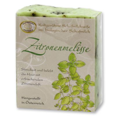 Kaltgerührte Schafmilchseife 150g klassisch verpackt, Zitronenmelisse 