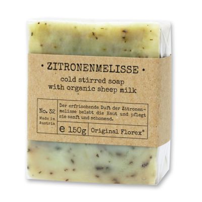 Cold-stirred sheep milk soap 150g packed in cello "Pure Soaps", Lemon balm 