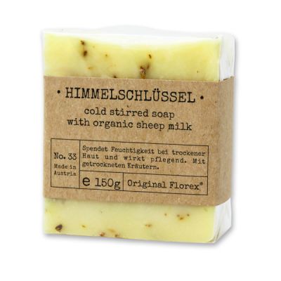 Cold-stirred sheep milk soap 150g packed in cello "Pure Soaps", Cowslip 