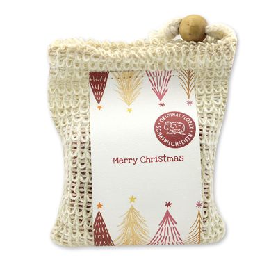 Handcrafted sheep milk soap 150g packed in a soap holder "Colourful Holidays motif 9", Winter magic 
