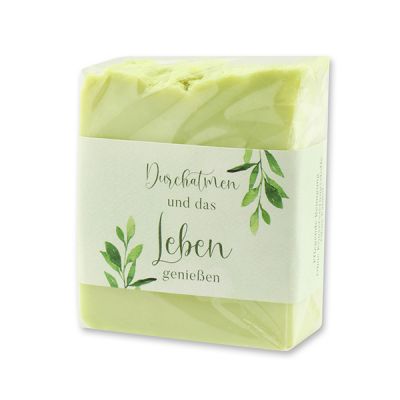 Cold-stirred sheep milk soap 150g in cello "Durchatmen und...", Olive oil 