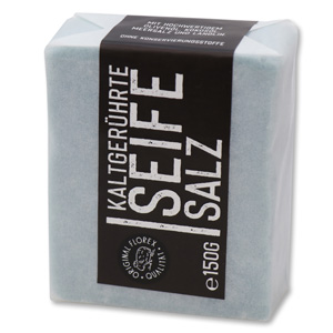 Cold-stirred sheep milk soap 150g "Black Edition", packed white, Salt blue 