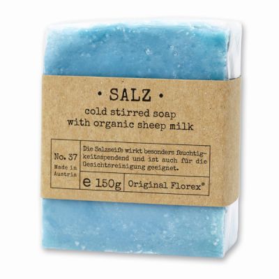 Cold-stirred sheepmilk soap 150g packed in cello "Pure Soaps", Salt blue 