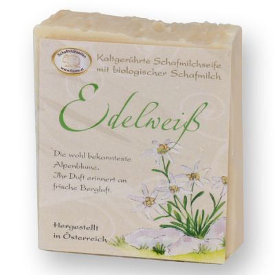 Cold-stirred sheep milk soap 150g with classic labelling, Edelweiss 