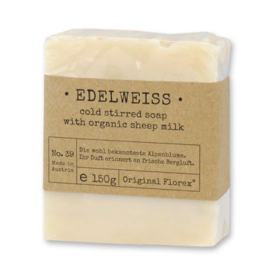 Cold-stirred sheep milk soap 150g packed in cello "Pure Soaps", Edelweiss 