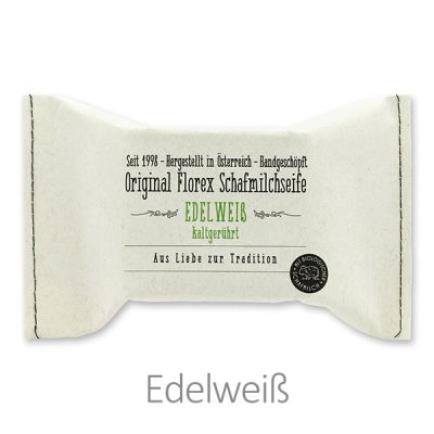 Cold-stirred sheep milk soap 150g packed in a stitched paper bag, Edelweiss 