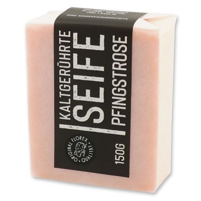 Cold-stirred sheep milk soap 150g "Black Edition", packed white, Peony 