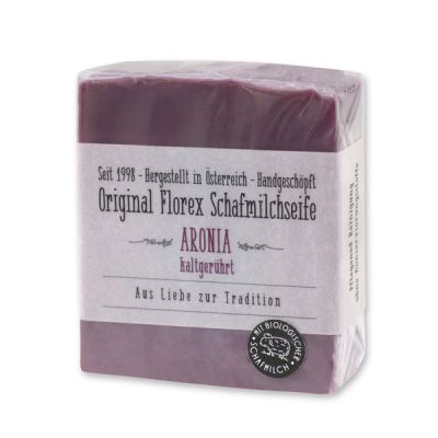 Cold-stirred sheep milk soap 150g in cello wrapped with transparent paper, Aronia 