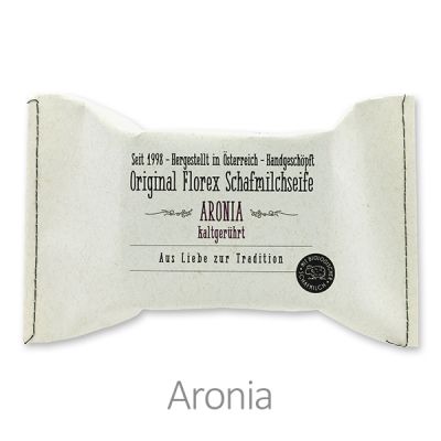 Cold-stirred sheep milk soap 150g packed in a stitched paper bag, Aronia 