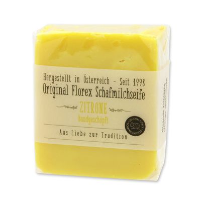 Cold-stirred sheep milk soap 150g in cello wrapped with transparent paper, Lemon 