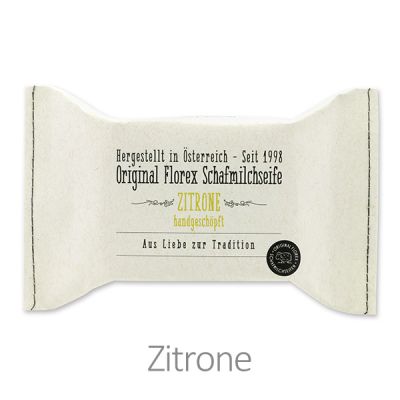 Cold-stirred sheep milk soap 150g packed in a stitched paper bag, Lemon 