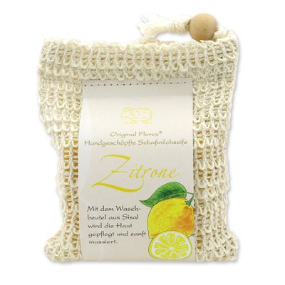 Cold-stirred sheep milk soap 150g classic packed in a soap holder, Lemon 