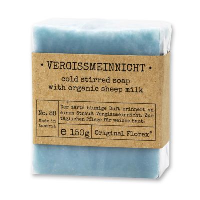 Cold-stirred sheep milk soap 150g packed in cello "Pure Soaps", Forget-me-not 