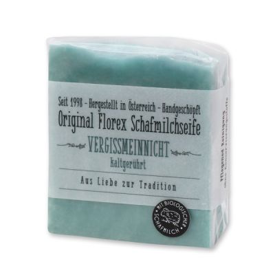 Cold-stirred sheep milk soap 150g in cello wrapped with transparent paper, Forget-me-not 