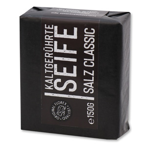 Kaltgerührte Spezialseife 150g "Black Edition" schwarz verpackt, Salz Classic 