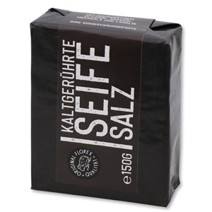 Kaltgerührte Spezialseife 150g "Black Edition" schwarz verpackt, Salz ohne Parfum 