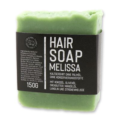 Sepcial cold-stirred soap 150g with paper "Black Edition", Hair soap Melissa 