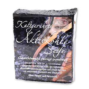 Cold-stirred sheep milk soap 150g with modern labelling, Activated carbon 