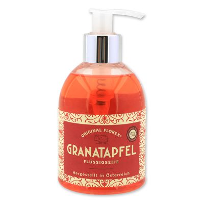 Liquid sheep milk soap 250ml in a dispenser, "Handmade Paper", Pomegranate 