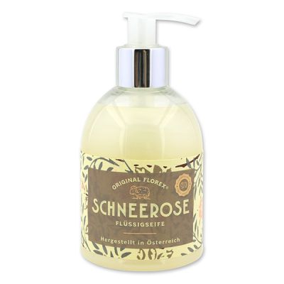 Liquid sheep milk soap 250ml in a dispenser, "Handmade Paper", Christmas rose white 