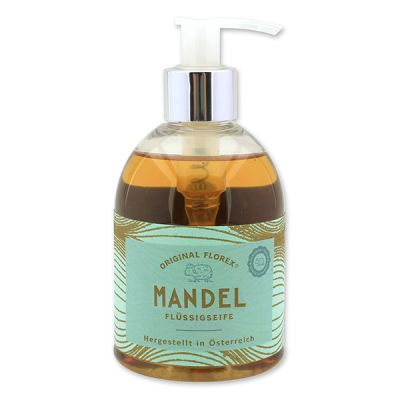 Liquid sheep milk soap 250ml in a dispenser, "Handmade Paper", Almond 