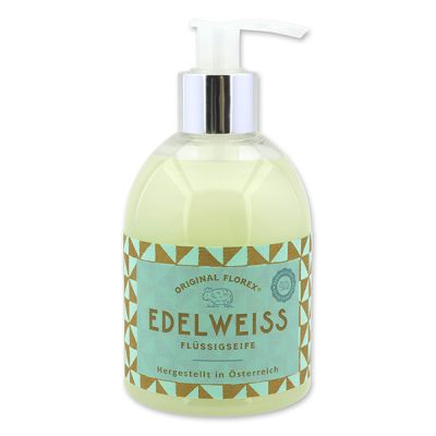 Liquid sheep milk soap 250ml in a dispenser, "Handmade Paper", Edelweiss 