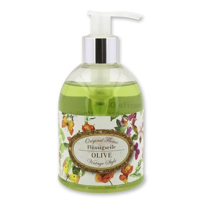 Flüssigseife mit Schafmilch 250ml im Spender "Vintage-Motiv 133", Olive 