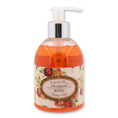 Liquid sheep milk soap 250ml in a dispenser "Vintage motif 140", Rose 