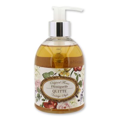 Liquid sheep milk soap 250ml in a dispenser "Vintage motif 143", Quince 