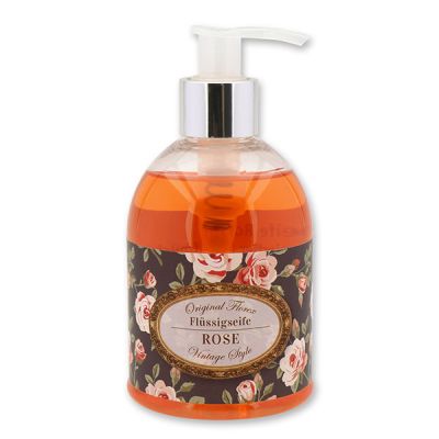 Liquid sheep milk soap 250ml in a dispenser "Vintage motif 171", Rose 