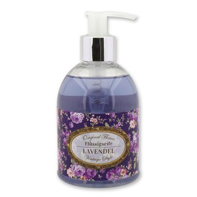 Liquid sheep milk soap 250ml in a dispenser "Vintage motif 173", Lavender 