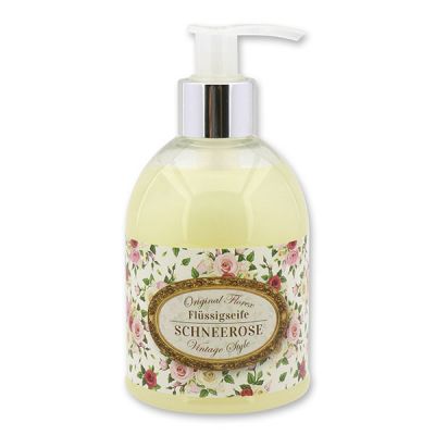 Liquid sheep milk soap 250ml in a dispenser "Vintage motif 186", Christmas rose white 