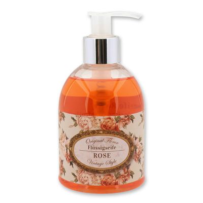 Flüssigseife mit Schafmilch 250ml im Spender "Vintage-Motiv 189", Rose 
