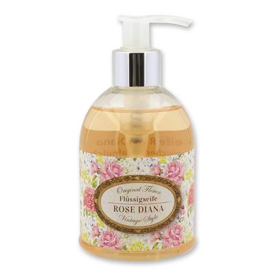 Liquid sheep milk soap 250ml in a dispenser "Vintage motif 192", Rose Diana 