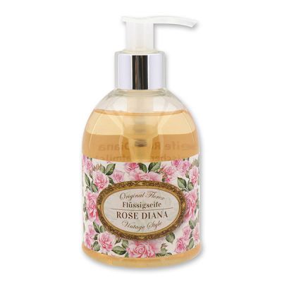 Liquid sheep milk soap 250ml in a dispenser "Vintage motif 193", Rose Diana 