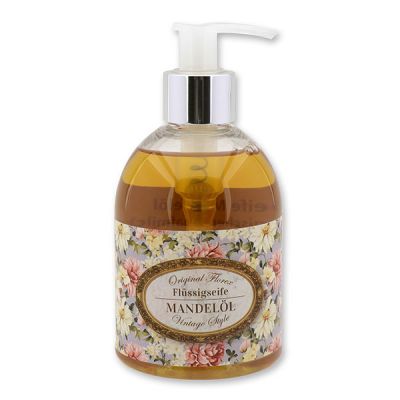 Liquid sheep milk soap 250ml in a dispenser "Vintage motif 203", Almond 