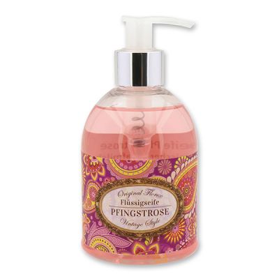 Flüssigseife mit Schafmilch 250ml im Spender "Vintage-Motiv 34", Pfingstrose 