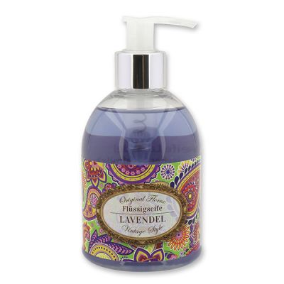 Liquid sheep milk soap 250ml in a dispenser "Vintage motif 35", Lavender 