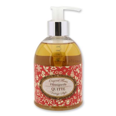 Liquid sheep milk soap 250ml in a dispenser "Vintage motif 49", Quince 