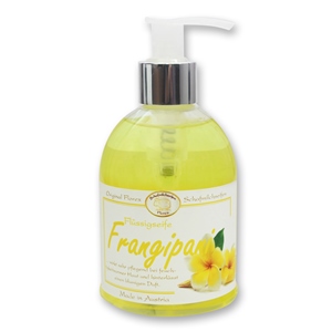 Flüssigseife mit biologischer Schafmilch 250ml im Spender modern, Frangipani 