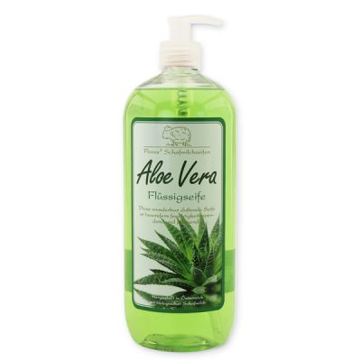 Flüssigseife mit biologischer Schafmilch Nachfüller 1l in der Flasche mit Spender, Aloe Vera 