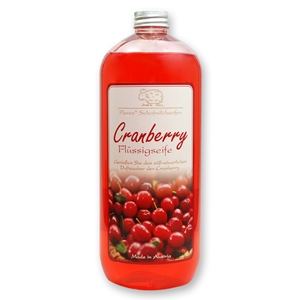 Flüssigseife mit biologischer Schafmilch Nachfüller 1l in der Flasche, Cranberry 