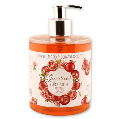 Liquid sheep milk soap 500ml in a dispenser "Einzigartige Augenblicke", Pomegranate 