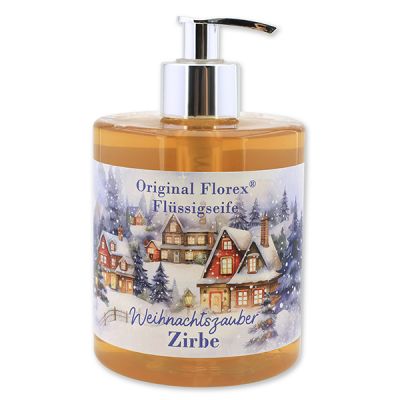 Flüssigseife Schafmilch 500ml im Spender "Weihnachtszauber-Motiv 4", Zirbe 
